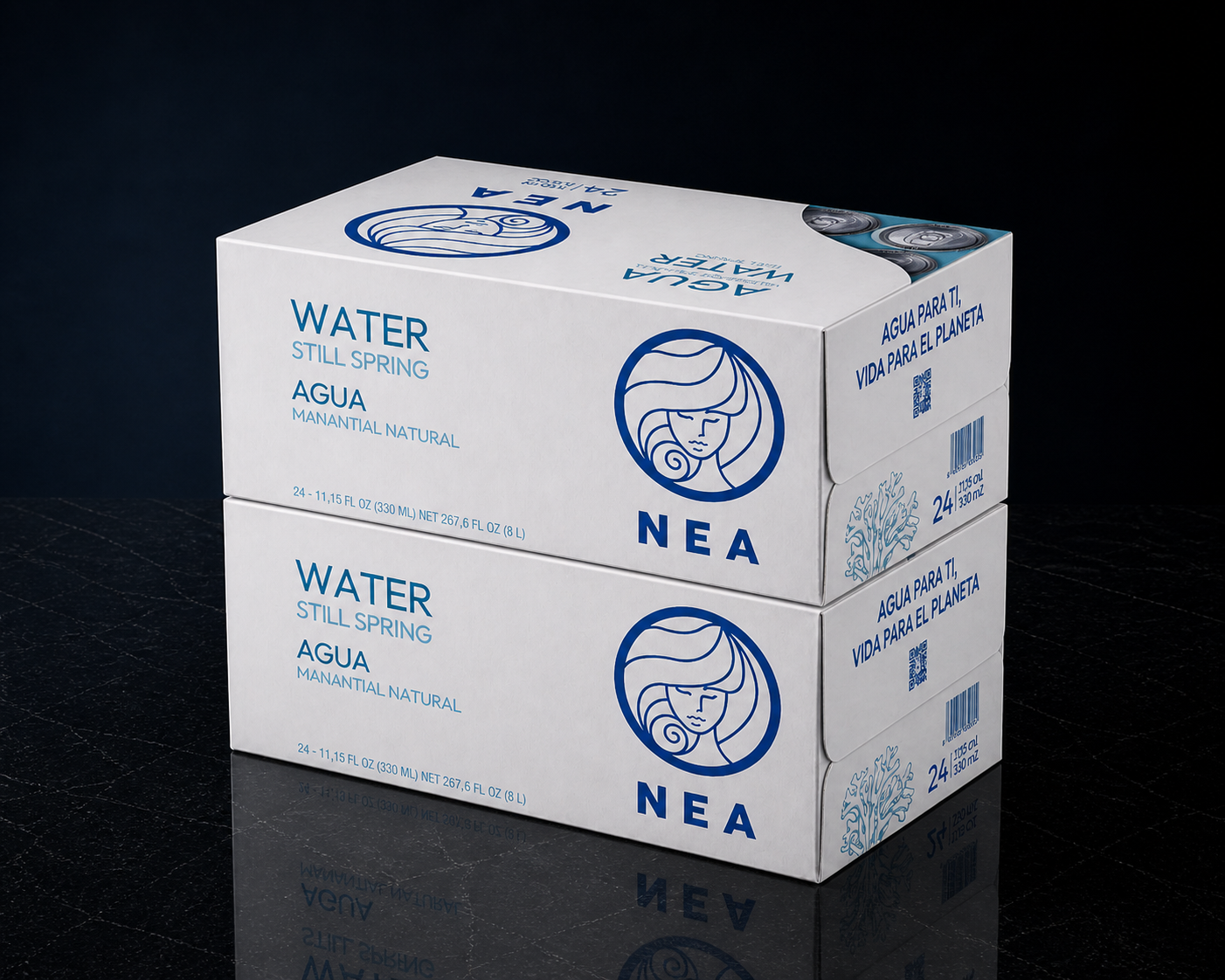 Lifestyle NEA agua manantial 33cl, lata aluminio reciclable ideal para oficinas y eventos
