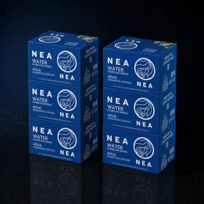 Seis cajas de agua con gas NEA 50cl, compra por volumen para empresas