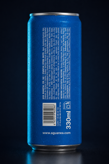 Pack 24 latas NEA agua con gas 33cl, agua manantial Alpes austriacos sin plástico