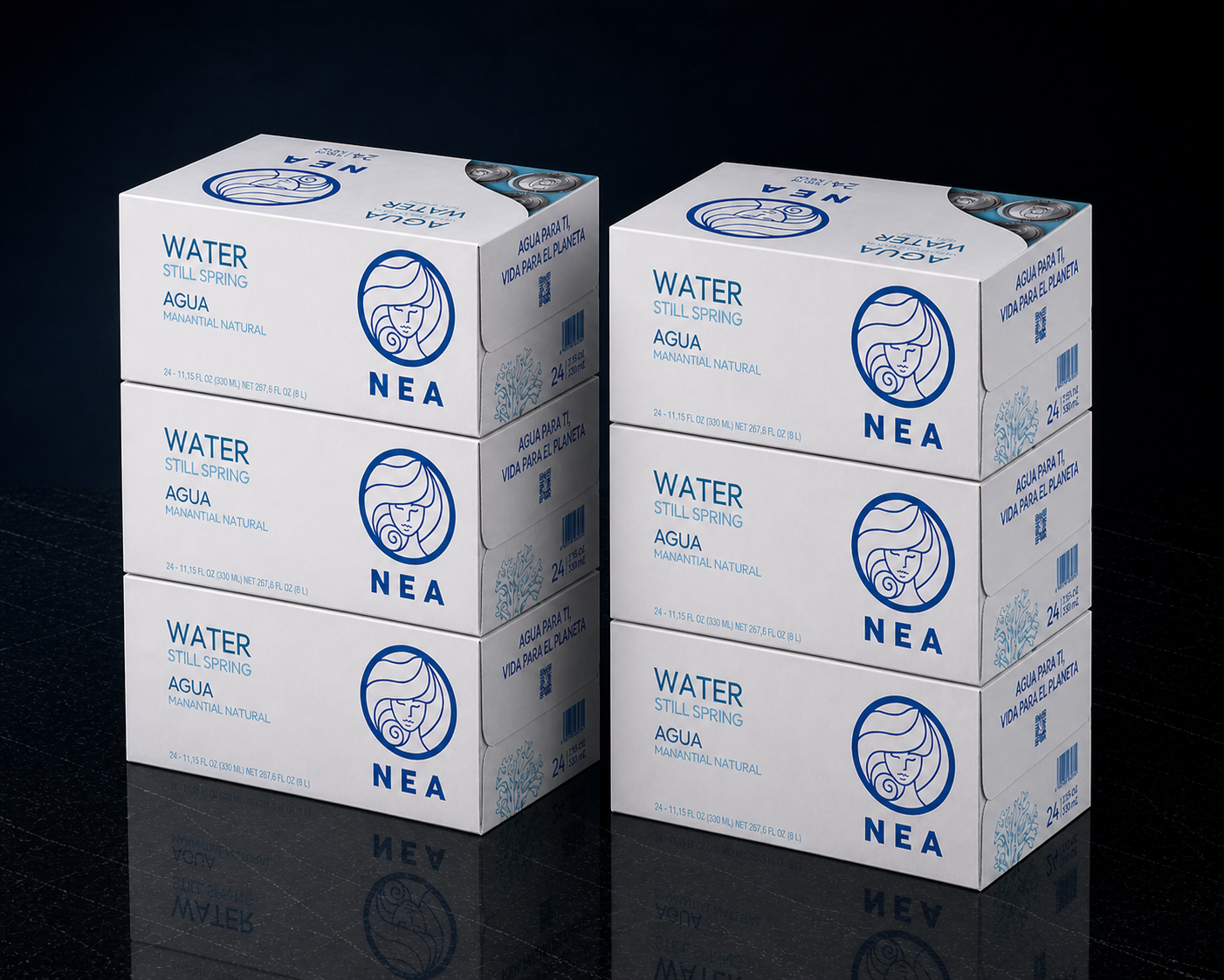 Frontal lata NEA agua de manantial 33cl, aluminio reciclable, sin plástico