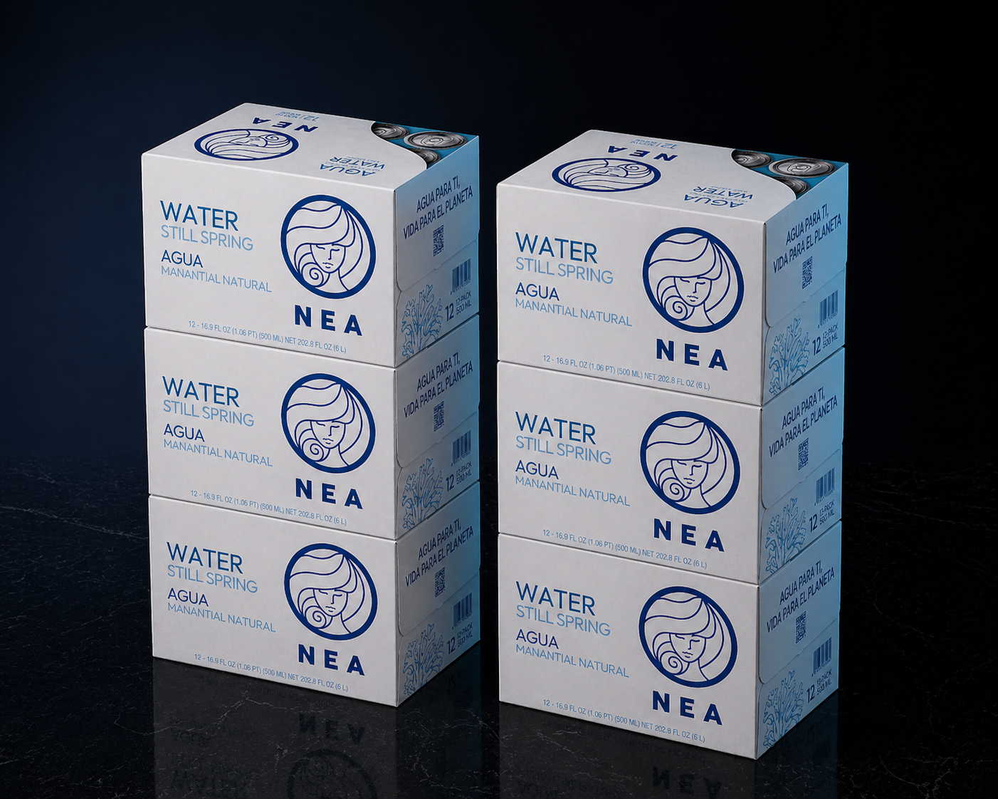 Detalle NEA agua de manantial 50cl, lata aluminio reciclable de agua manantial premium